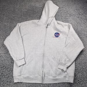 Vintage NASA Sweater Men Extra Large Gray Zip Embroidered Goddard Space Center